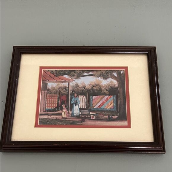 Beth Cummins folk art Print 9.5 in x 12 in a few scratches on frame 1983 - Picture 1 of 6